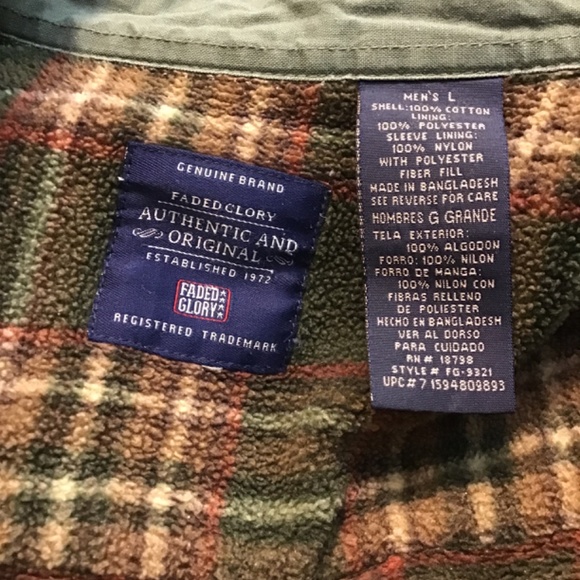 Faded Glory insulated green jacket size L 100% cotton - Picture 6 of 6